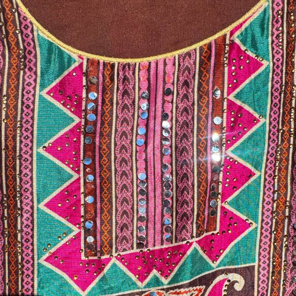 Vintage Handmade Silk embroidered Indian Top Dress